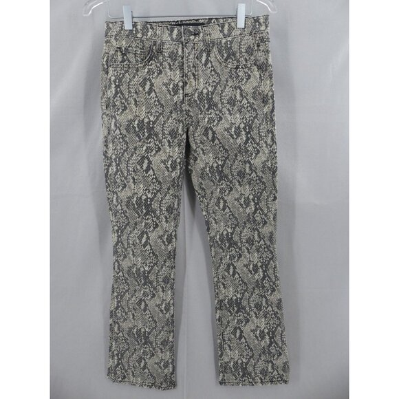 Veronica Beard 2 Jeans Crop Carolyn Snakeskin Print Baby Boot Cut Nude 26 - Picture 2 of 8